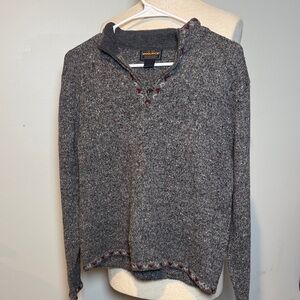 Vintage Woolrich Gray quarter zip Sweater with Red Accents